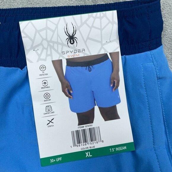 Spyder Swim Quick Dry Mens Blue Shorts XL With UV Protection a1440 - Picture 2 of 5